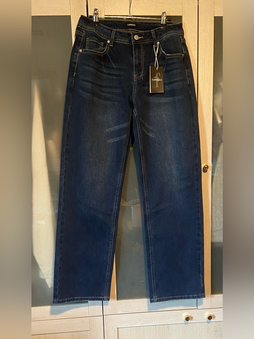Flamingoals Women Straight Leg Jeans — Dark Blue